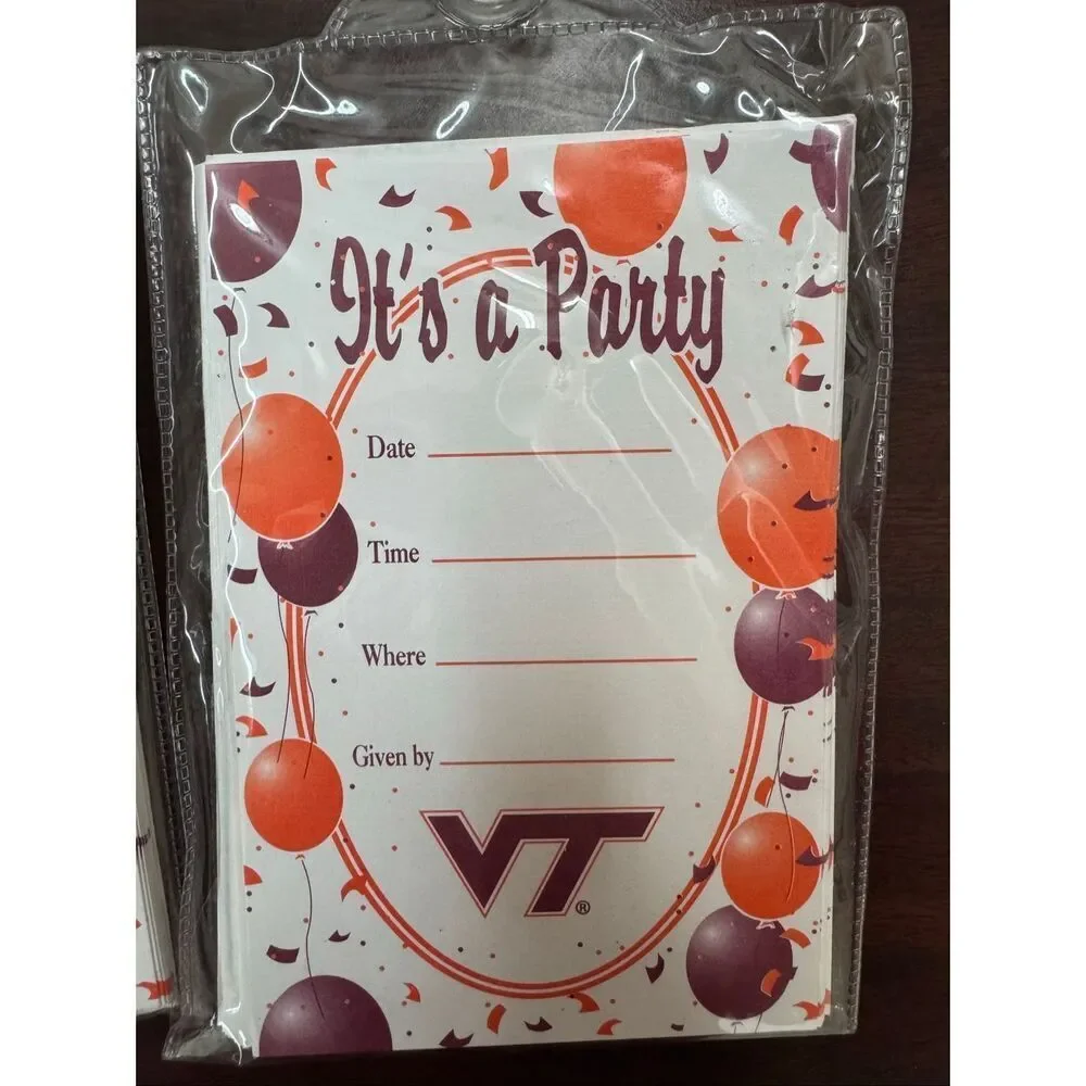 NWT Virginia Tech Party Invitations with Envelopes- 3 packs